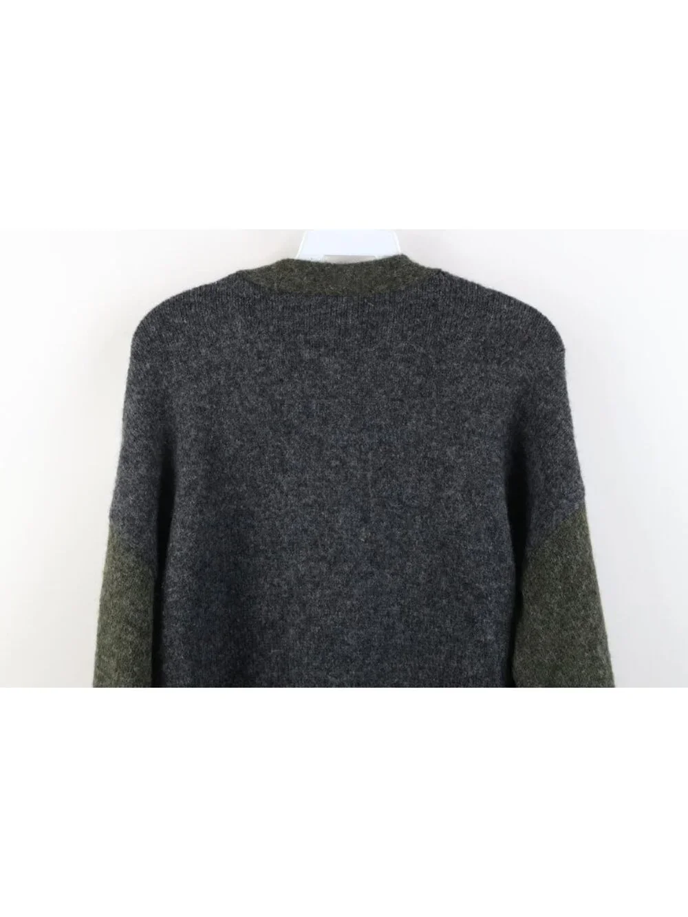 Deadstock Y2K Express Mens Medium Wool Blend Mohair Shag Cardigan Sweater Green